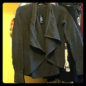 Express ribbed open front cardigan